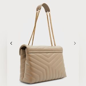LOULOU MEDIUM 32 BEIGE QUILTED LEATHER GOLD HARDWARE